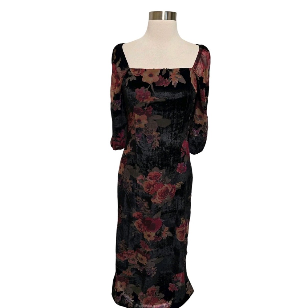 Sage The Label Black Velvet Maxi Dress Size‎ Small Open Back